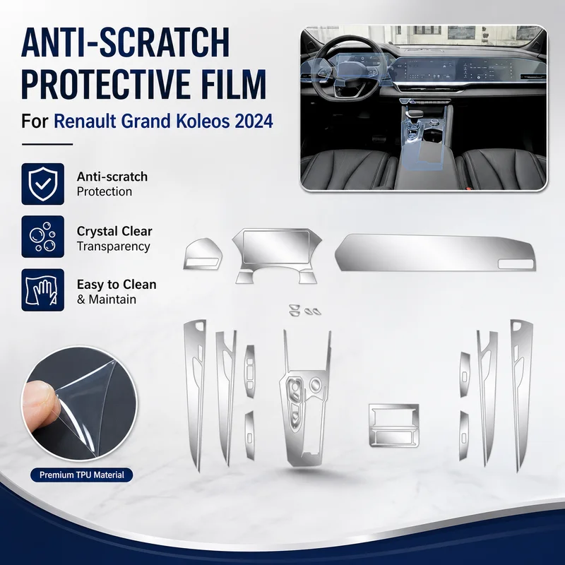 Pour Renault Grand Koleos 2024, Film Protecteur Anti-rayures pour Tableau de Bord, Autocollant pour Console Centrale, Accessoires de Décoration Intérieure de Voiture