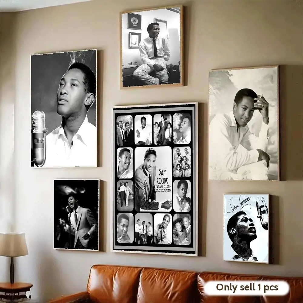 King of Soul S-Sam C-Cooke Poster Home Bar Wall Art Sticker Waterproof Self-Adhesive Mural for Living