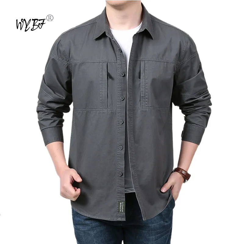 

Men's Clothing Military Tactical Shirts Multi-Pockets Work Cargo Shirts Climbing Clothes Nature Hiking Fishing Wear Men's Shirts