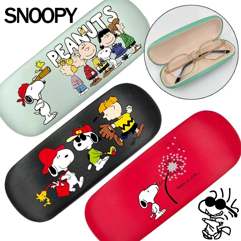 

Snoopy Eyewear Case Myopia Glasses Storage Box Hand Shell Leather Reading Eyeglass Protector Travel Portable Spectacle Case Gift