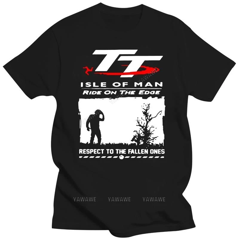 Isle Of Man Tt (Tourist Trophy) White T-Shirt Carbon Black Mens Round Neck Short Sleeve Shirt Loose Print Coton Tee Shirt