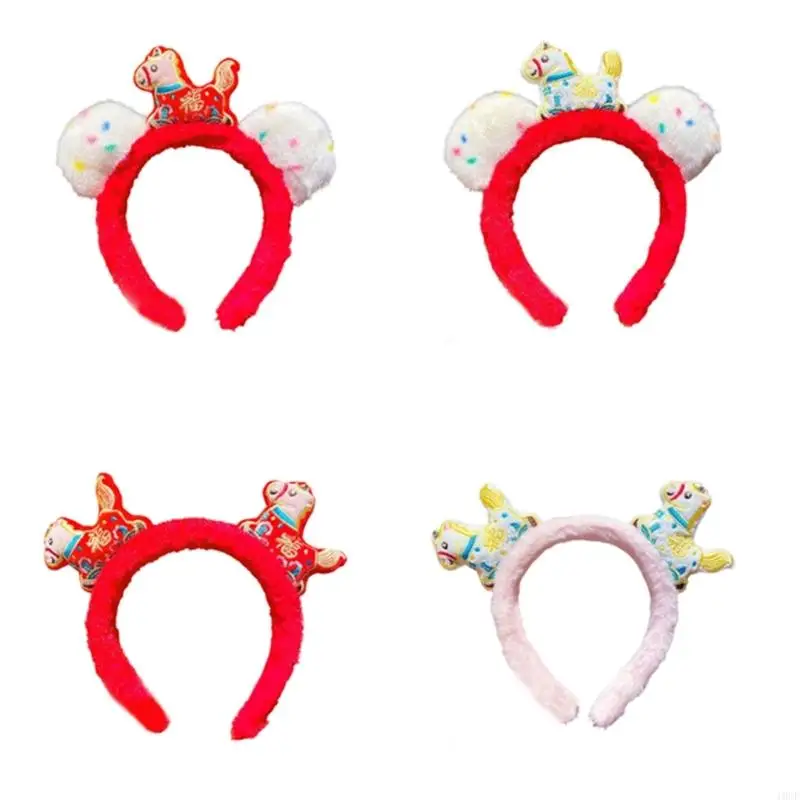 Festival Animal Horse Styes Women Girls Plush Headband New Year Costume Accessories Hair Hoops for Adults Kids Party Headgears