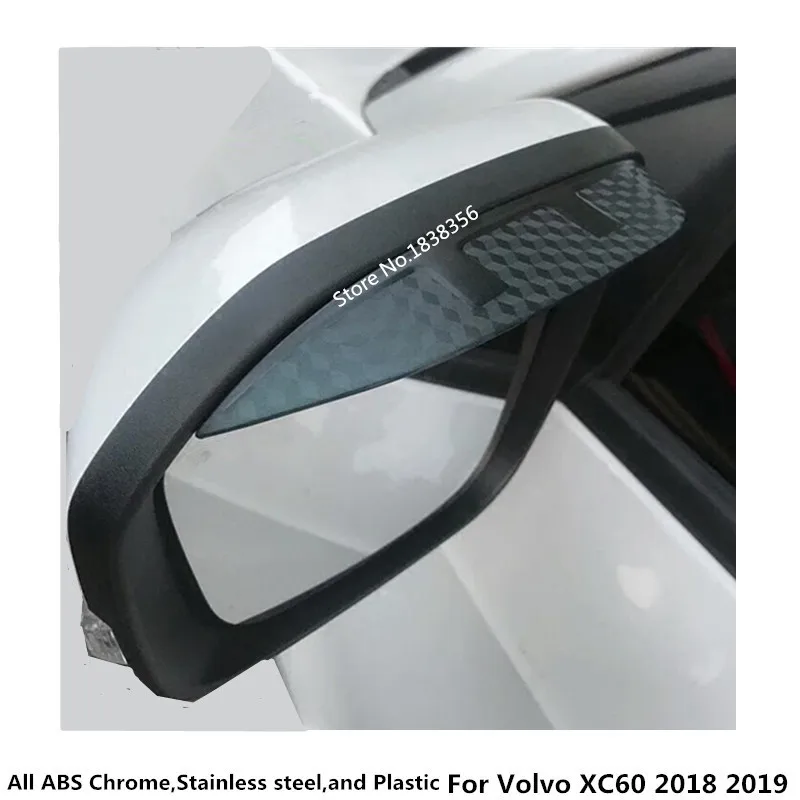 Car Stick Rear Rearview Side Glass Mirror Trim Frame Rain Shield Sun Visor Shade Eyebrow 2pcs For Volvo XC60 2018 2019 2020 2021