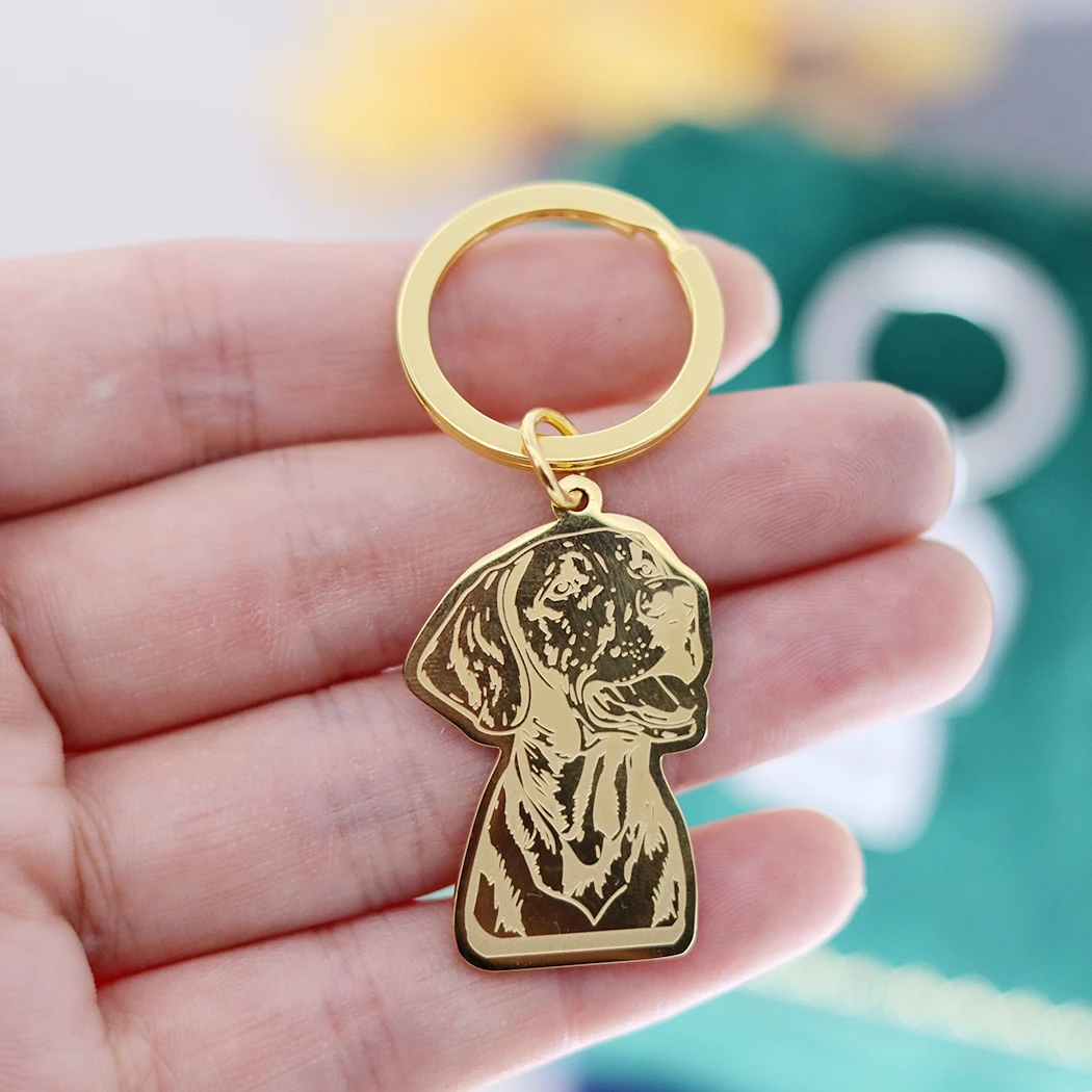 Trendy Punk Vizsla Dog Stainless Steel Keychain for Women Men Animal Pendant Unisex Punk Jewelry Bag Car Key Rings Deco Supplies