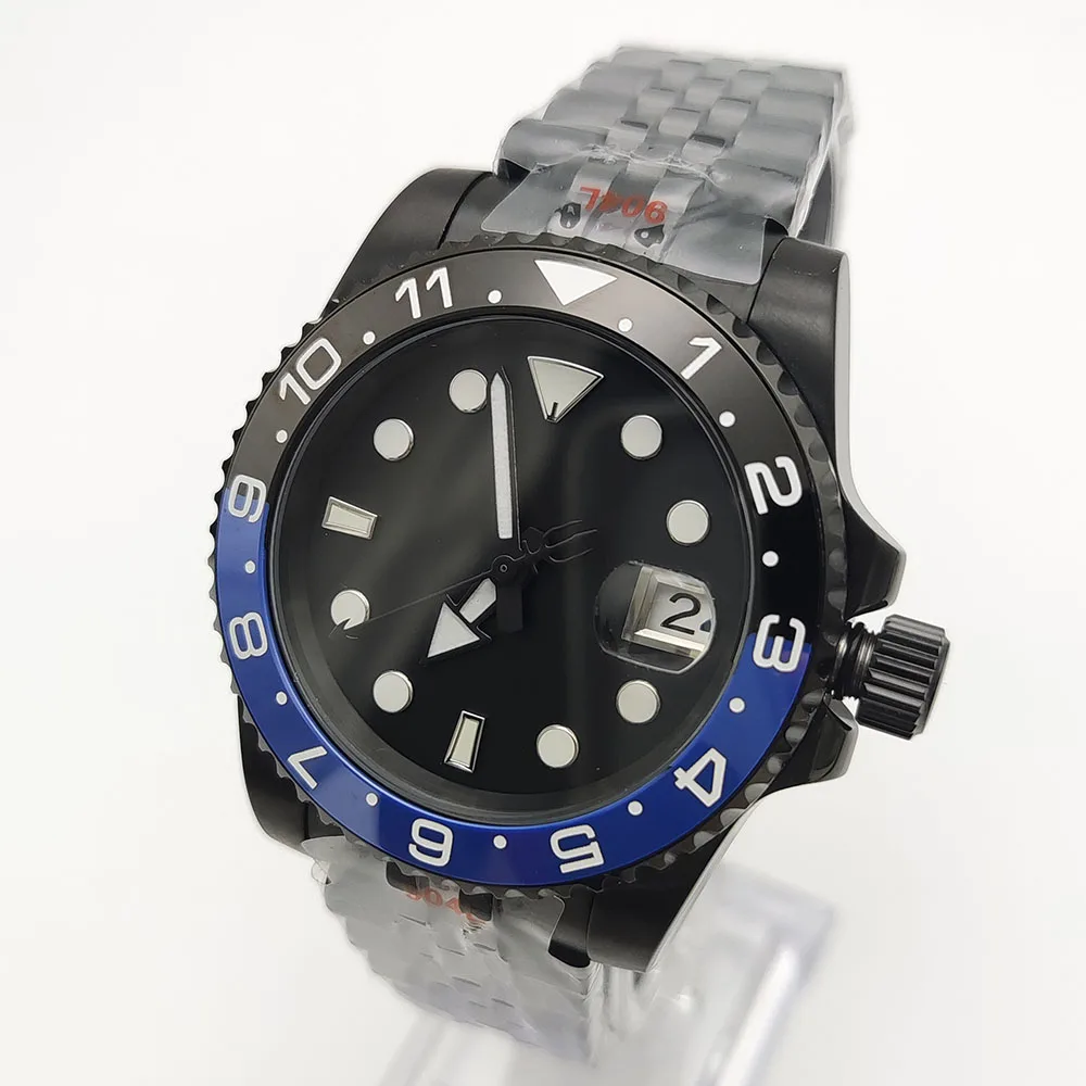 Montre d'affaires à la mode pour hommes, montre noire en acier inoxydable, verre saphir, cadran Shoous