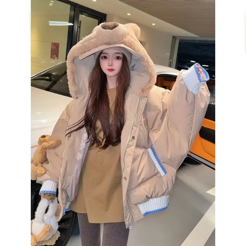 White Rabbit Princess Wind Cotton-padded Female Thicker New Winter Bat Sleeve Cute Bear Cotton-padded Female Winter Coat Winter