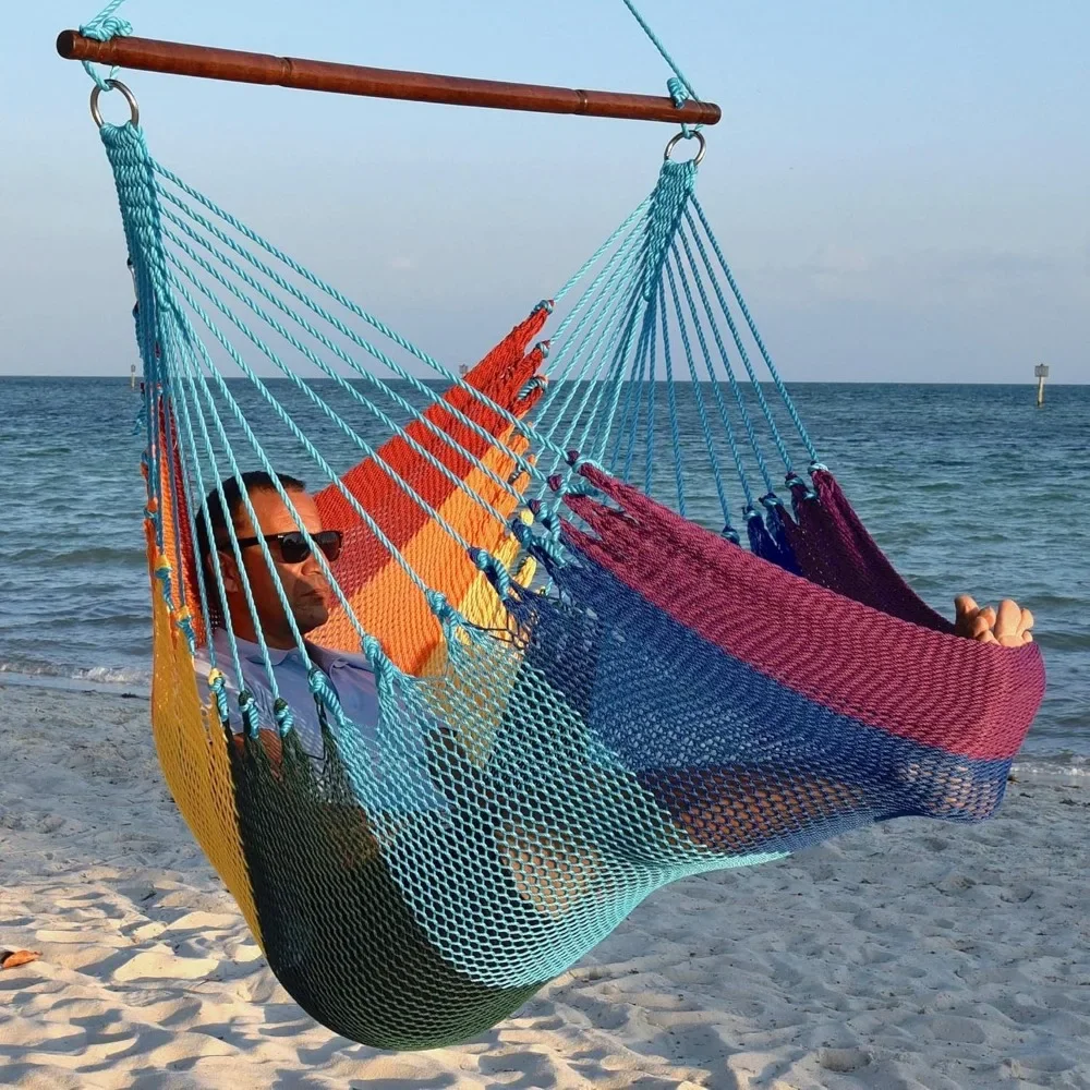 Cadeira de rede Jumbo Caribe com apoio para os pés - 55 polegadas - Poliéster Soft-Spun