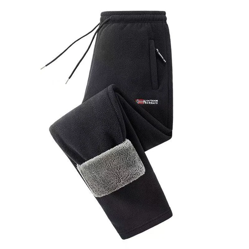 Men Fleece Thickening Casual Pants Winte Windproof Keep Warm Comfort Solid Straight Pants New Fashion Versatile Sweat Pants Men