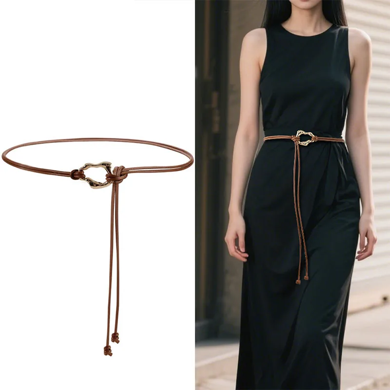 

Fashion Women's Alloy Buckle Belt - Adjustable Waist Cincher for Dresses, Slimming Bowknot Decorative Belt