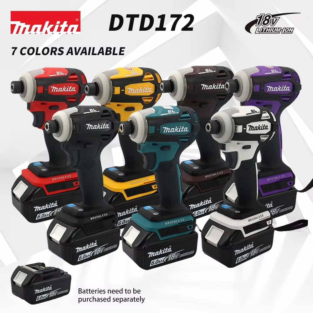 Makita DTD172 18V Cordless Impact Screwdriver Brushless Electric Impact Drill Rechargeable Wood/olt/T-Mode Power Tools