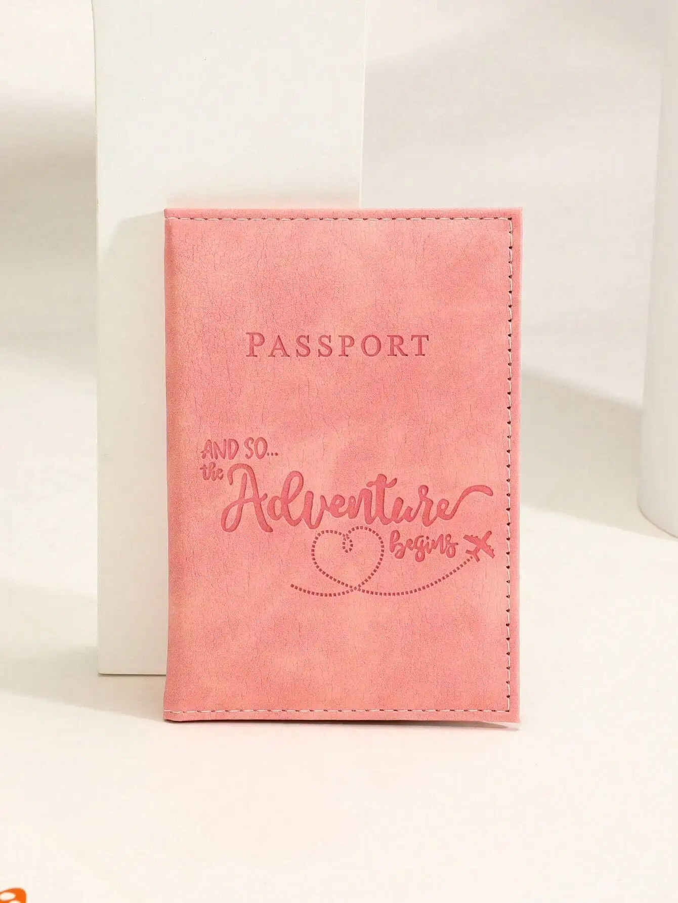 1pc Pu Leather Passport Holder With Letter Detail, Hot Stamping Pattern, Double-fold, For Crucial Travel Documents Protection Du