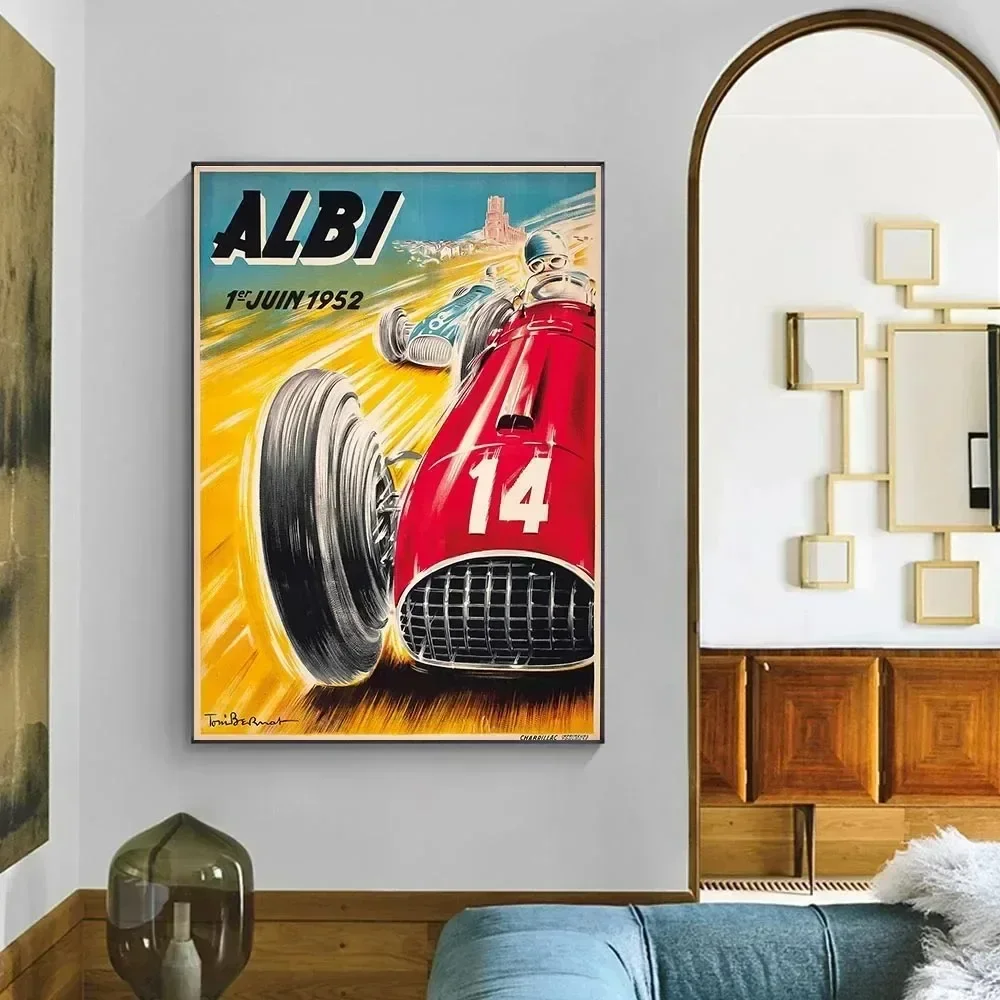 خمر لو مان 24 ساعة الحديثة الحد الأدنى الرسم على لوحات القماش الجدارية المشارك وطباعة غرفة نوم المنزل غرفة المعيشة ديكور جدار هدية