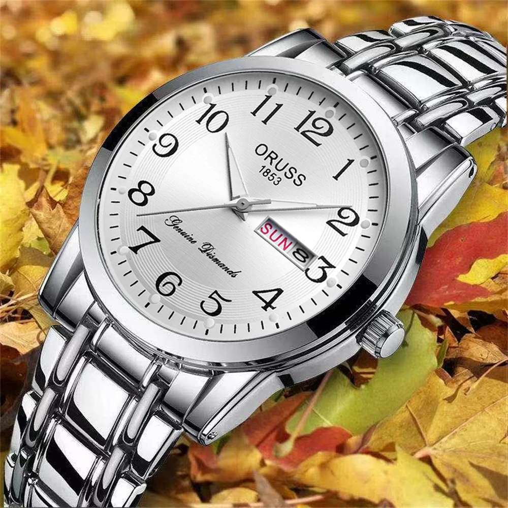 Деловые высококачественные модные мужские часы, Индивидуальные прочные Цифровые мужские часы с двойным календарем и точностью