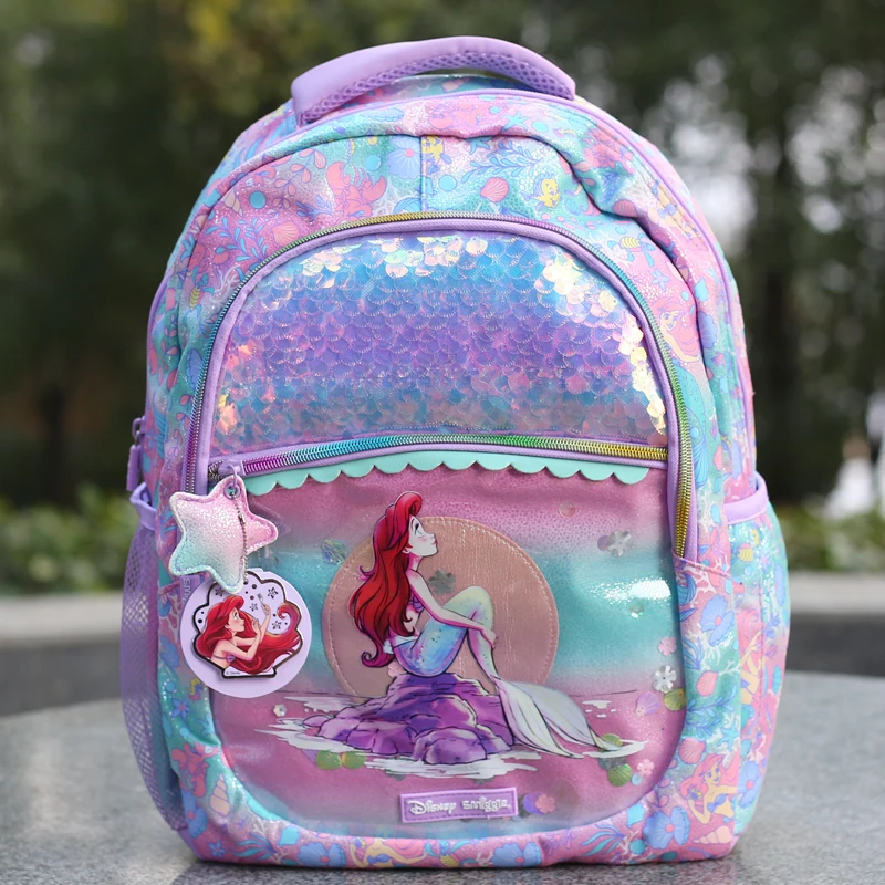 Disney Smiggle Hot Sale Mermaid Children\'s School Bag Cute Girl Sequin Backpack Children\'s School Gift Send Friend Birthday Gift