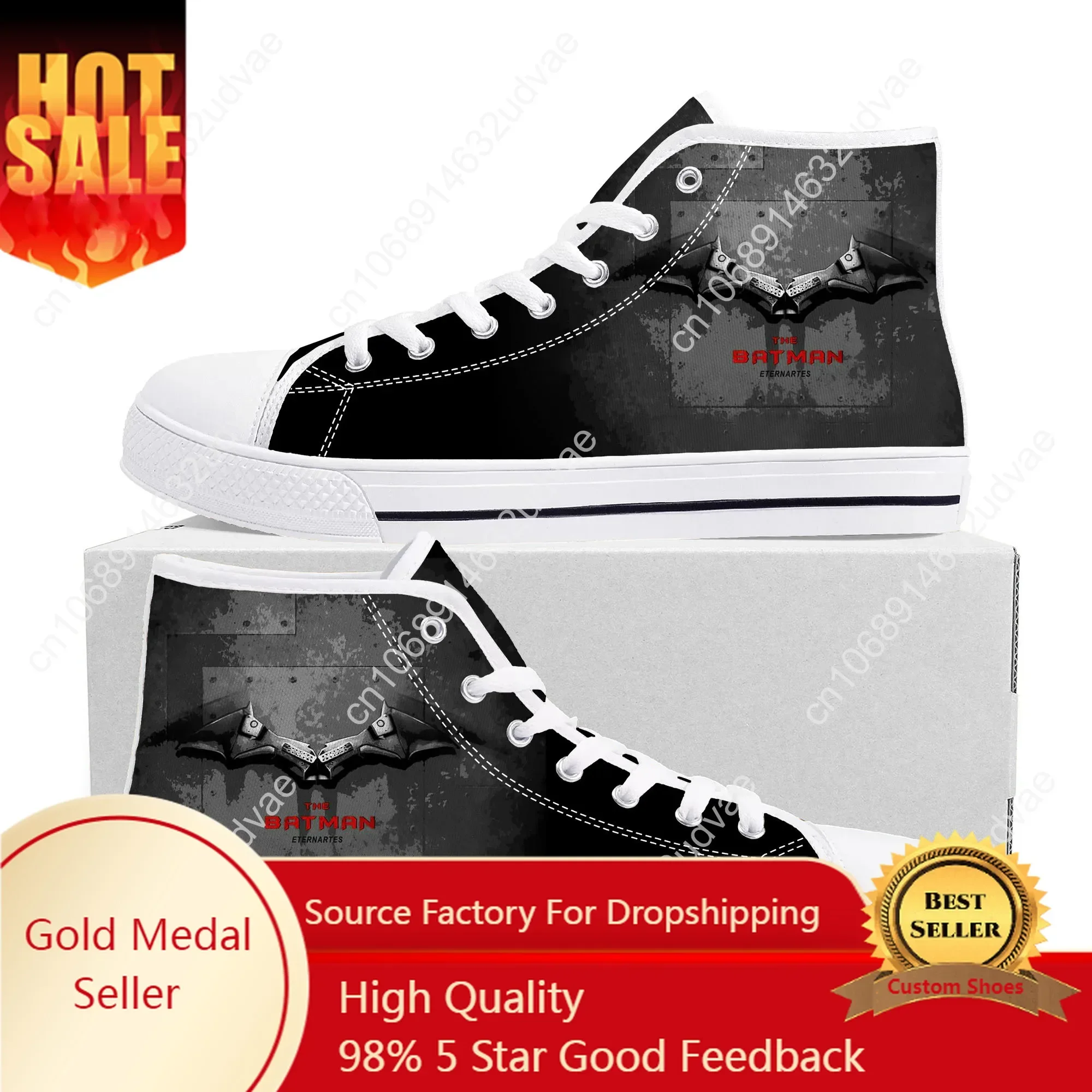 

Robert Pattinson Logo Vampire Bat Wing High Top Sneakers Mens Womens Teenager Canvas Sneaker Casual Couple Shoes Custom Shoe