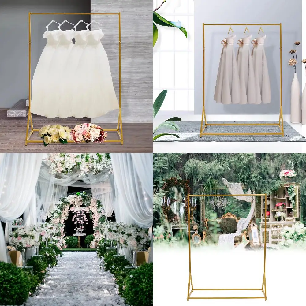 

New Gold Iron Wedding Dress Bridal Garment Rack Stand Show Wedding Dress