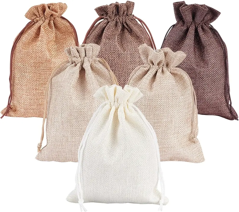 5x7 Inch Burlap Bags 24pcsPcsing Pouches Drawstring Gift Bag Wedding Favors Bag Candy Bags Advent Calendar Bags