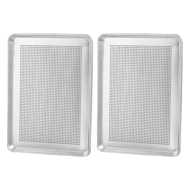 

2Pcs NonStick Perforated Aluminum Sheet Pans for Bakings & Roasting Easy to Clean NEW arrival