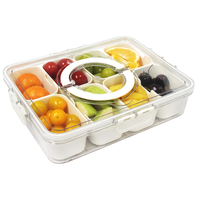 4 Grid/8 Grid Snack Box Container Portable Refrigerator Food Storage Box Travel Charcuterie Board with Lid Snack Organizer