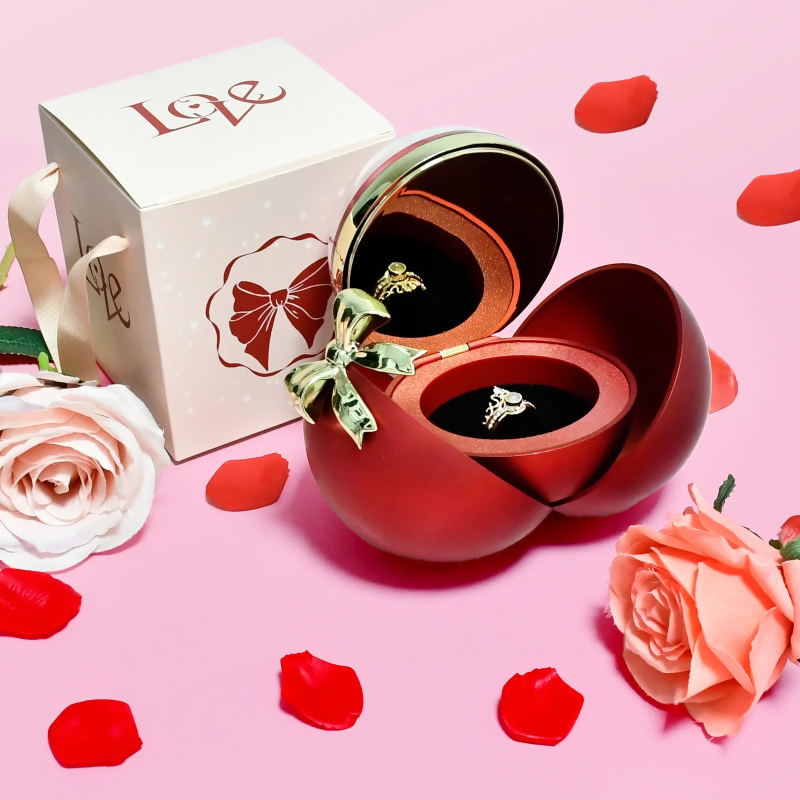 2025 New Round Eternal Rose Jewelry Box Engraved Name Necklace Birthday Anniversary Gift Mothers Day Gift Fashionable Set