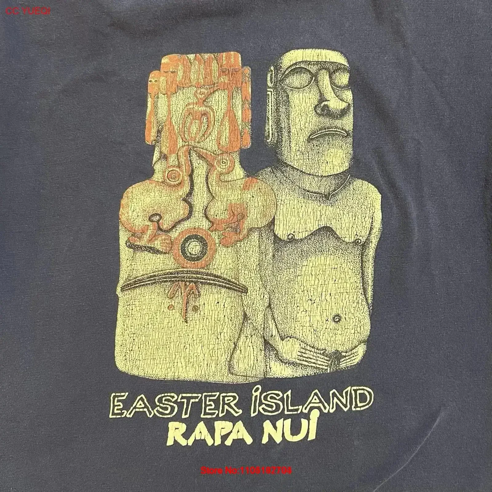 Футболка с пасхальным островом 2000-х годов XL, статуи Моаи Rapa Nui, сайт ЮНЕСКО, винтажная стираная модная дизайнерская одежда с графикой