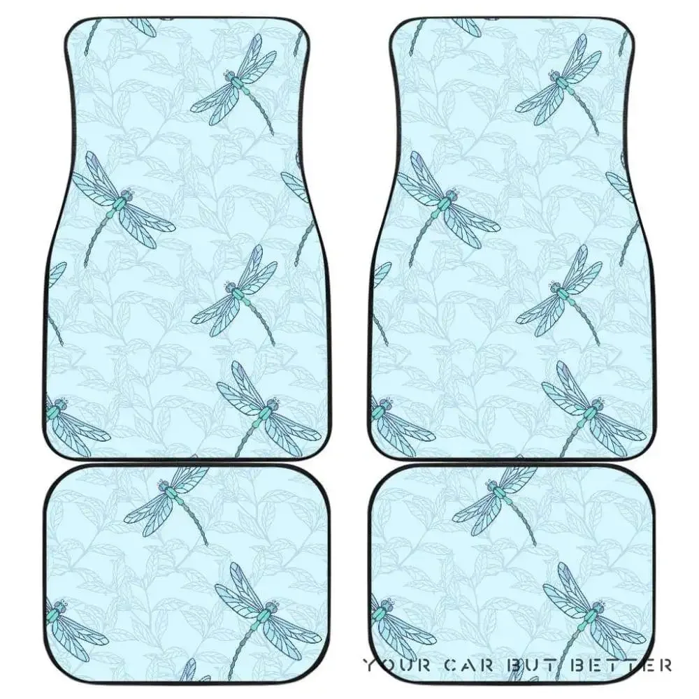 Dragonfly Pattern Blue Background Front And Back Car Mats 045109