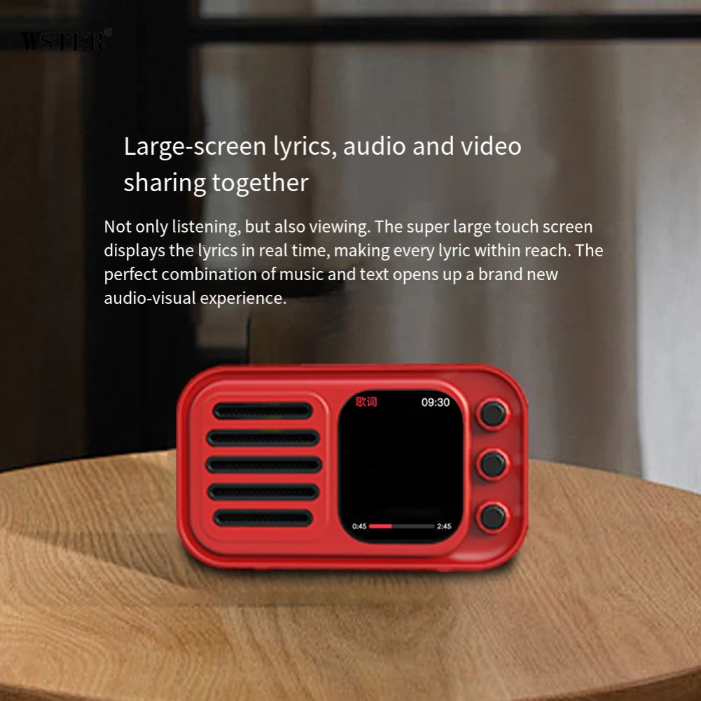 مكبر صوت لاسلكي صغير محمول متعدد الوظائف شاشة غنائية تعمل باللمس مع راديو FM وملحقات مكبر الصوت على مدار الساعة #2