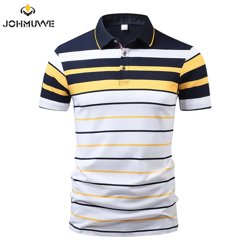 Summer Men\'s Striped Short Sleeve POLO Casual Short Sleeve Top Men\'s Polo Short Sleeve T-shirt