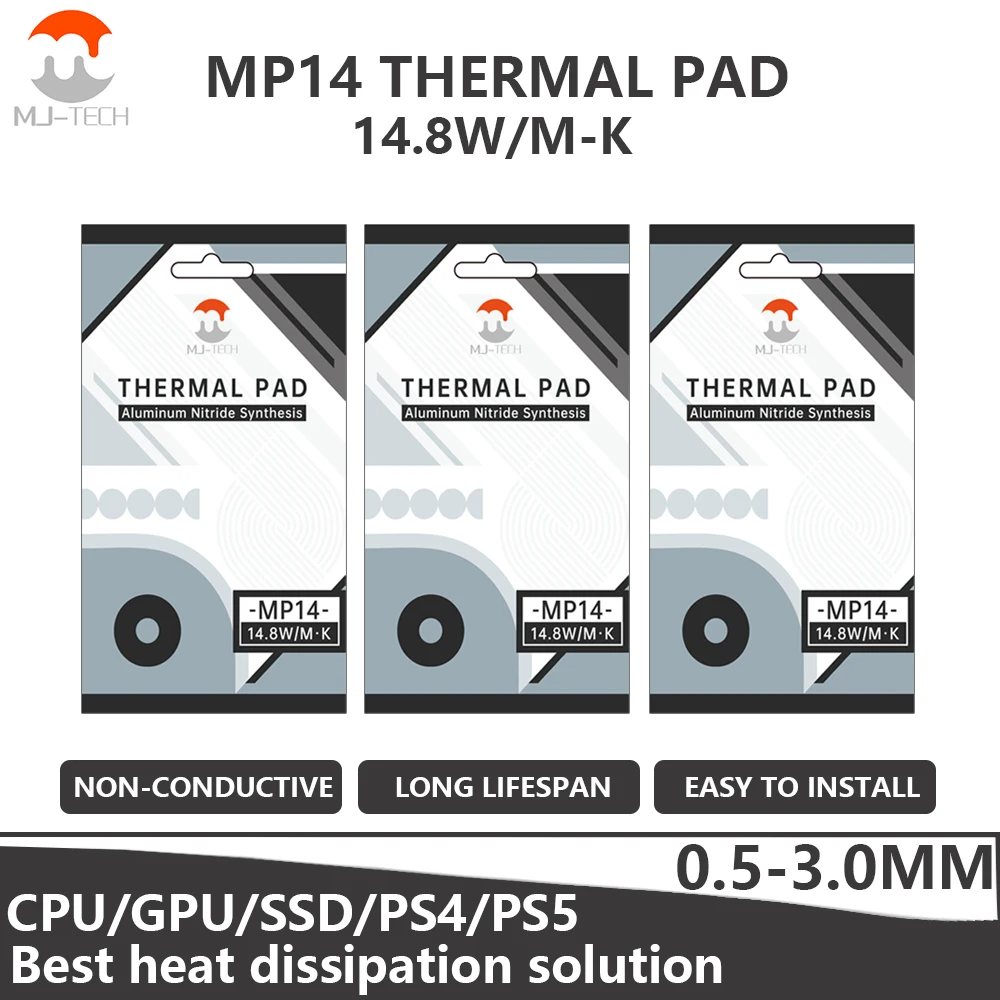 

MJ-TECH Thermal Pad 14.8W 120x120mm 80x40mm CPU/GPU Graphics Card Motherboard MP14 high-performance Cooling Thermal Pads
