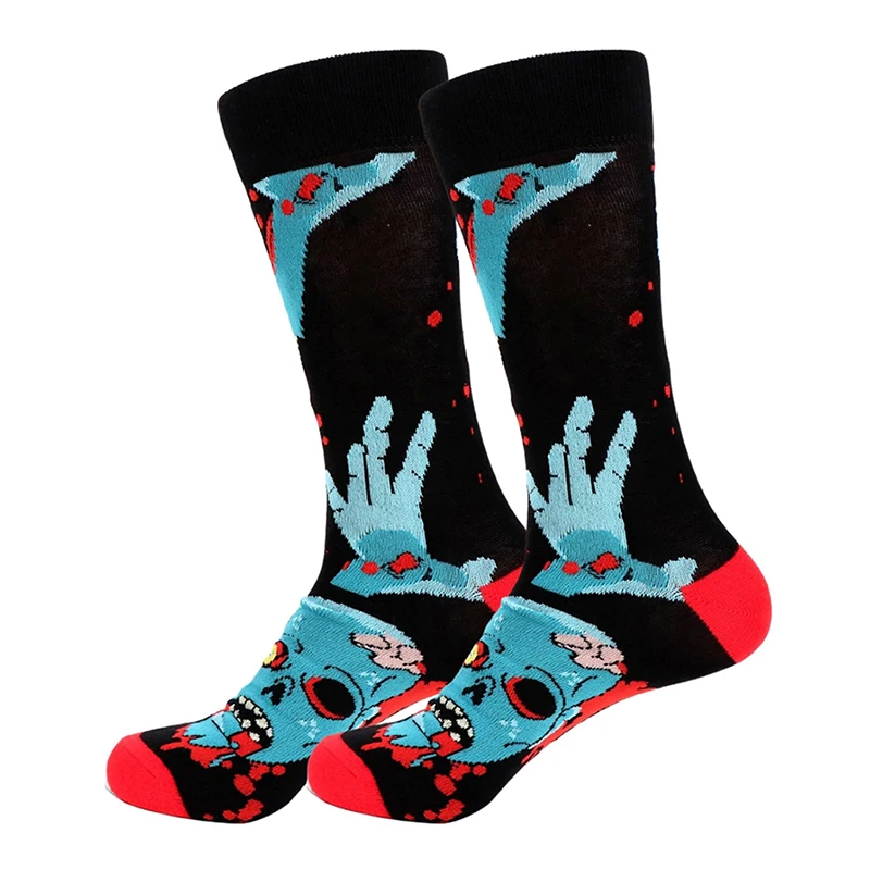 Unisex Gothic Skeleton Bones Crew Socks, Meias de algodão, Novidade, Dia das Bruxas, Crânio, Moda, Criativo, Rua, Homens, Mulheres, Presentes