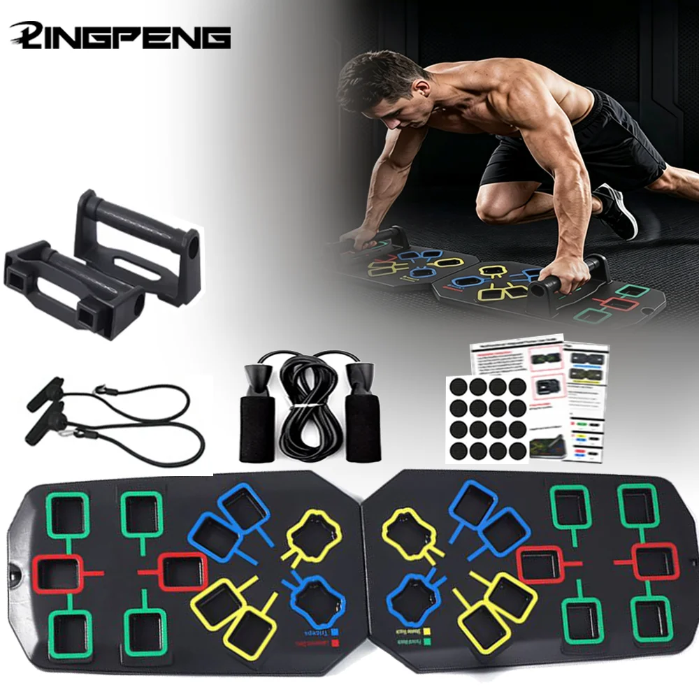 Portable Multifunctional Push-up Board Set With Handles Foldable Fitness Equipment For Chest Abdomen Arms And Back Training
