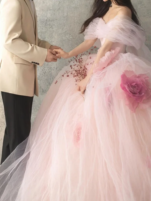 Pink Wedding Dr New Sle Studio Photoaphy Outdoors Travel oot Tulle Forest System Flower Godd Bustier Gown