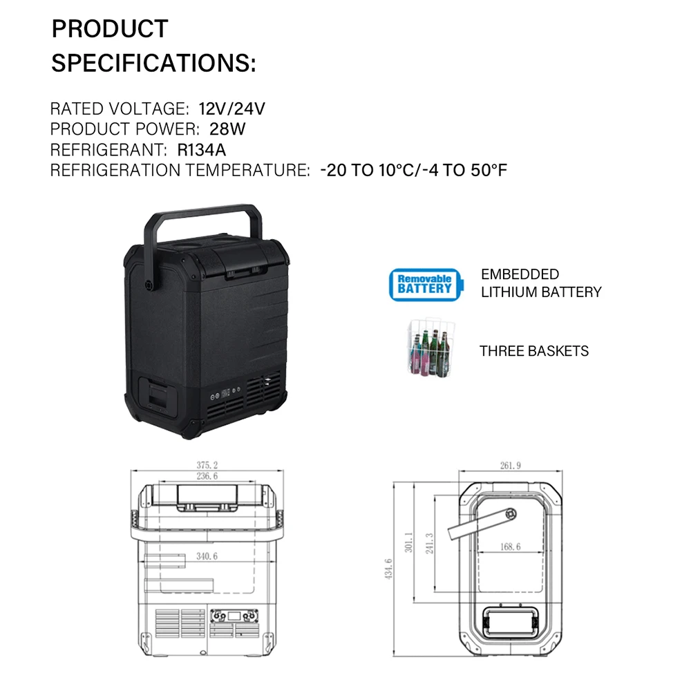 Small 10L Dc Compressor Battery Power Electronic Control Car Fridge 12v Portable Camping Refrigerator Freezer