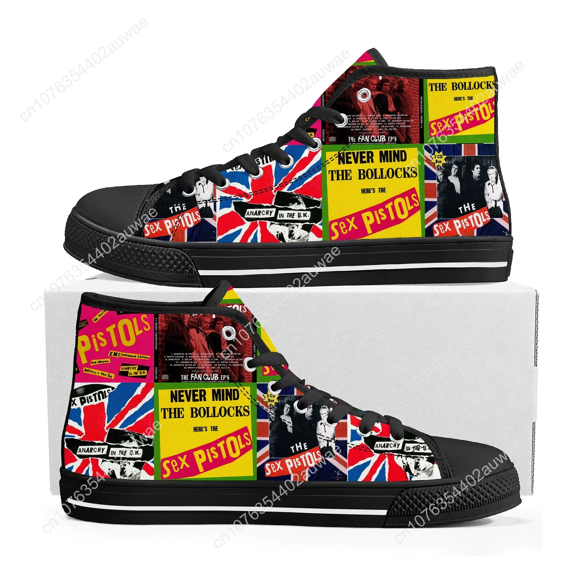 Sex Pistols Punk Rock Band High Top High Quality Sneakers Men Women Teenager Canvas Sneaker Casual Couple Shoes