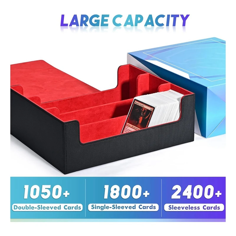 Card Storage Box For Trading Cards, Magnetic Closure Card Holder Top Side-Loading Deck Case Game Cards Box