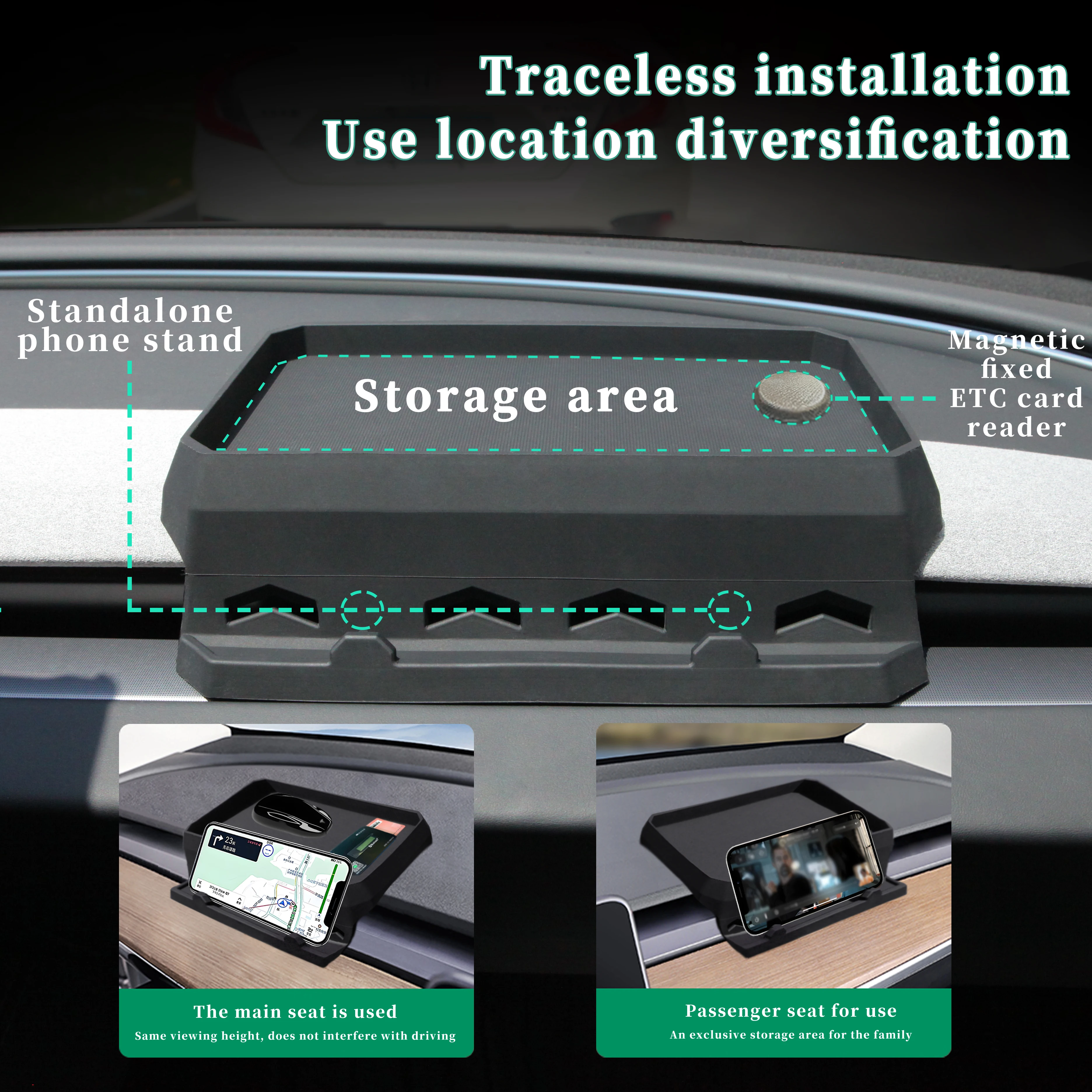 Dashboard Tissue Storage Box For Tesla Model 3 Highland 2024 Instrument Panel Silicone ETC Storage Tray Auto Accessories