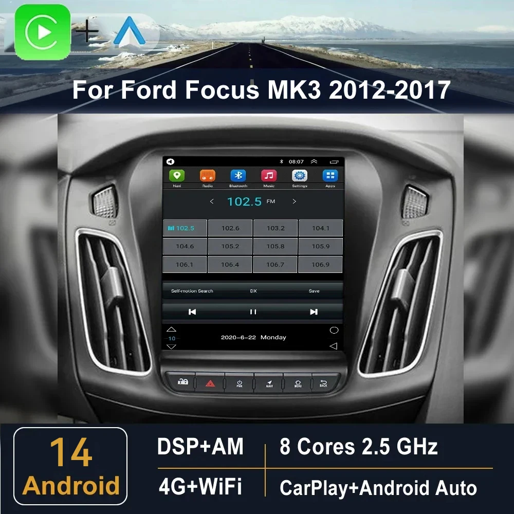 2 Din Android 14 Car Radio Multimedia Video Player For Ford Focus 3 Mk 3 2011 2012 - 2019 Carplay Car Stereo Speakers Head Unit