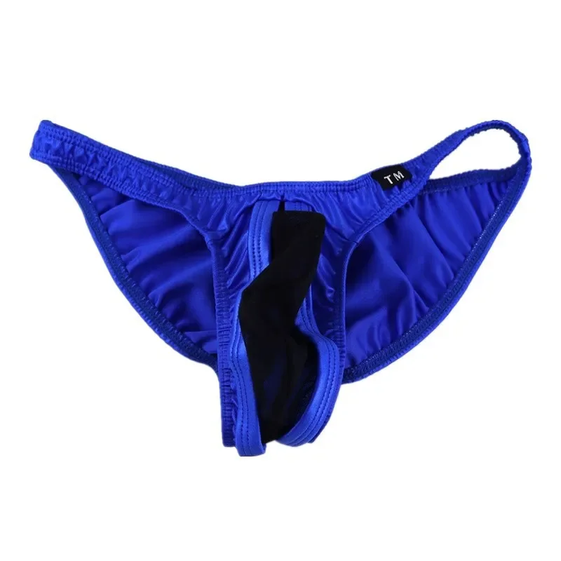 Thin Ice Silk Men Triangle Briefs See-through Mesh U Convex Big Pouch High Elastic Sexy Breathable Underpants