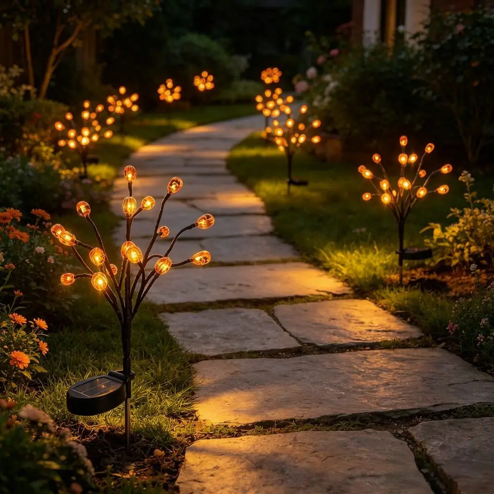 LED Solar Pumpkin Garden Stake Light Maple Leaf Decor Waterproof Outdoor Yard Landscape Path Lamp For Autumn Festival