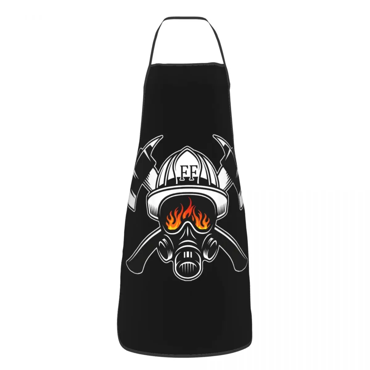 Funny Firefighter Skull Bib Apron Men Women Unisex Kitchen Chef Fireman Fire Rescue Tablier Cuisine for Cooking Baking Gardening