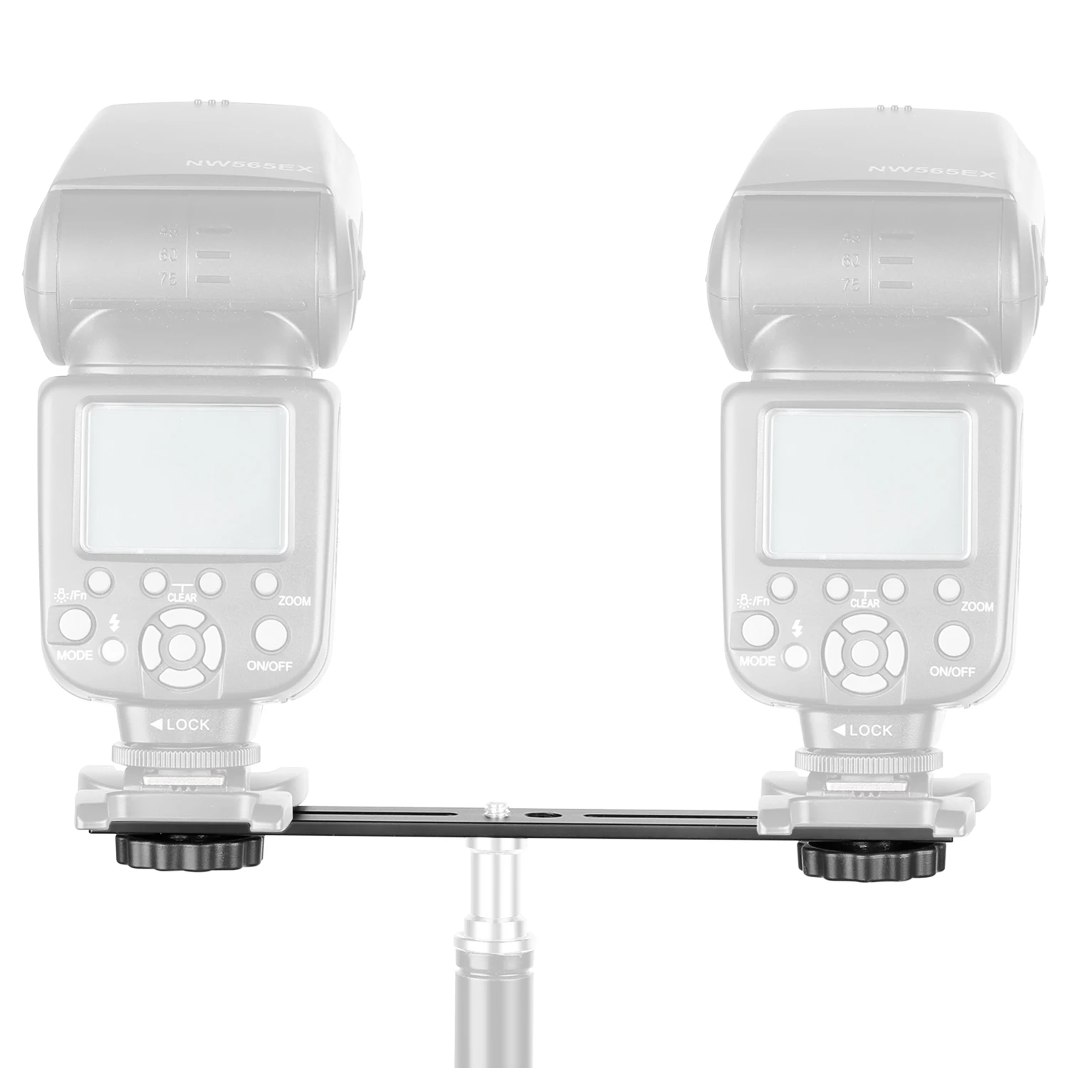Neewer 8"/20.3cm Podwójny Uchwyt Statywu do Aparatu, Uniwersalny Uchwyt Lampy Błyskowej do Aparatów DSLR/Fotografii Stereoskopowej 3D — zdjęcie produktu 3