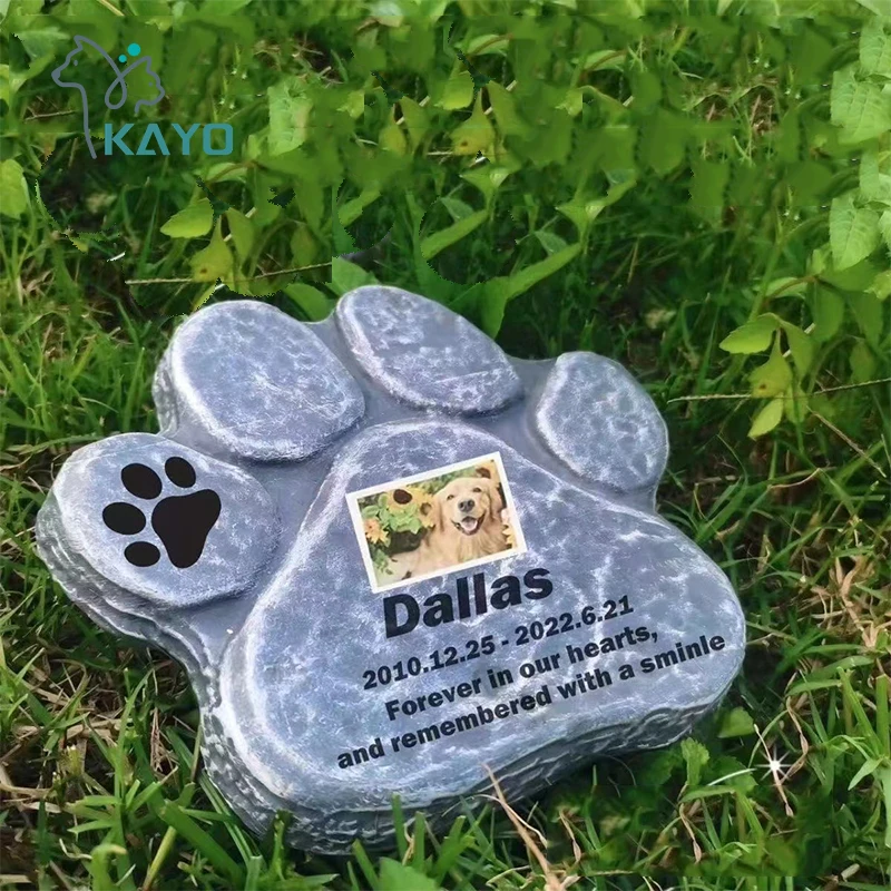 Laser lettering Monument Paw print Custom Outdoor statue Dog Modern pet Garden Outdoor Lawn Yard Gravestone