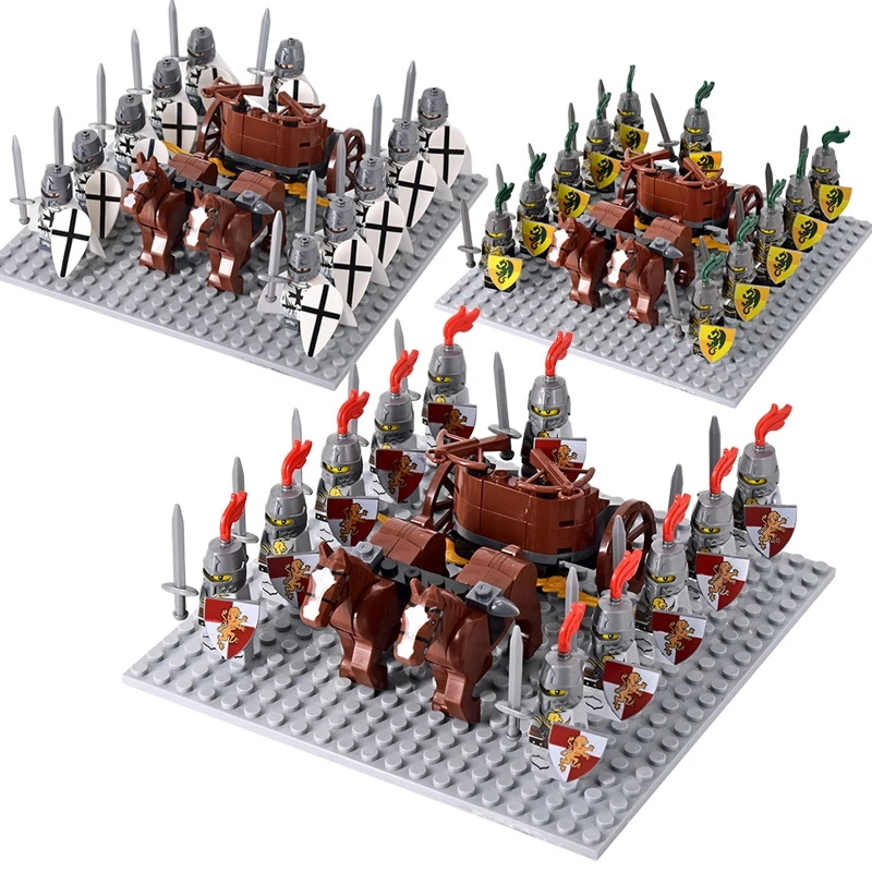 Medieval Knights mini Action Figures Building Blocks Roman Chariot Soldier War Horse Bricks Toys for Children XMAS Gifts