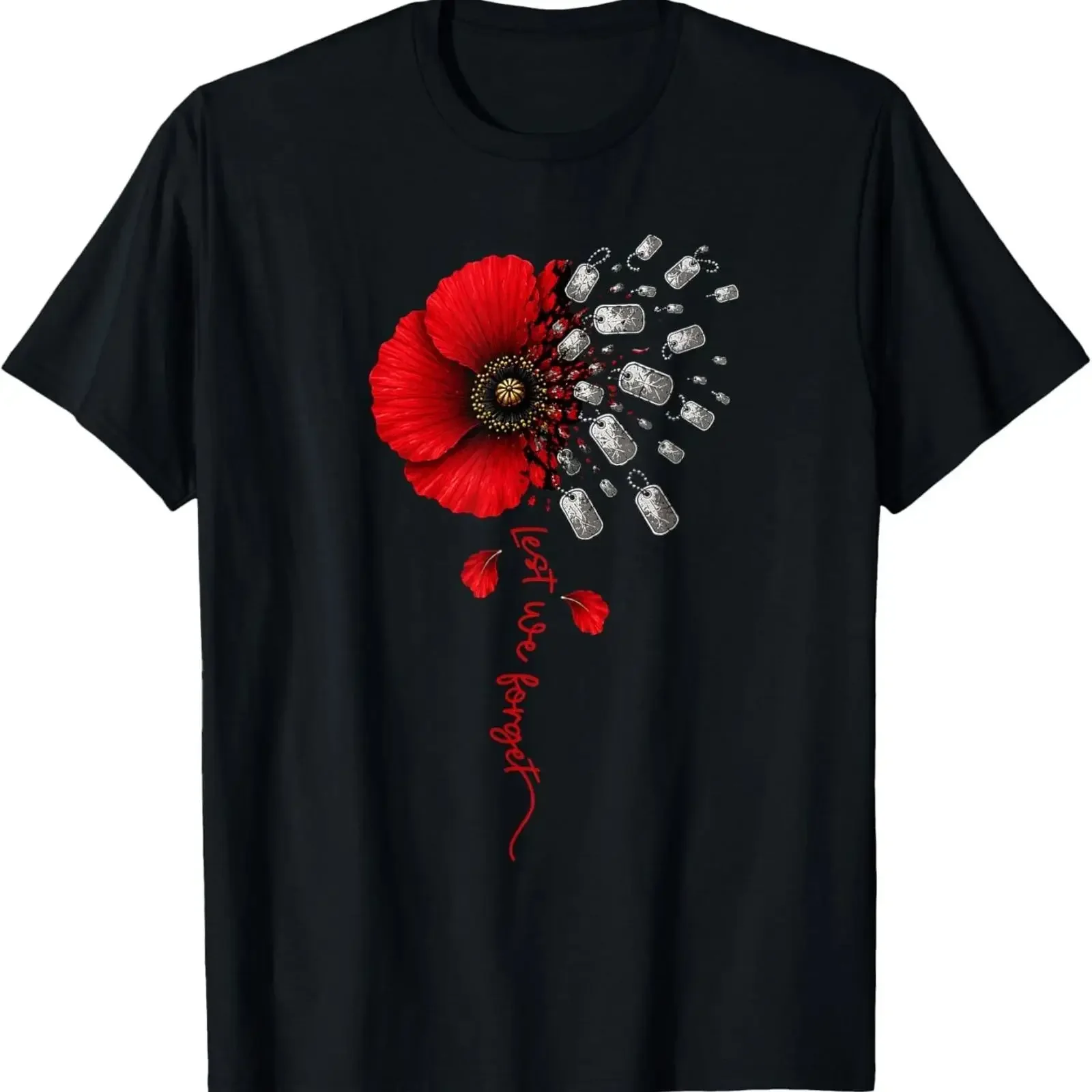 Camiseta para mujer, diseño de flor de amapola roja, nunca olvidada del Día de los Caídos, vintage, lavada, cómoda, unisex, para hombre