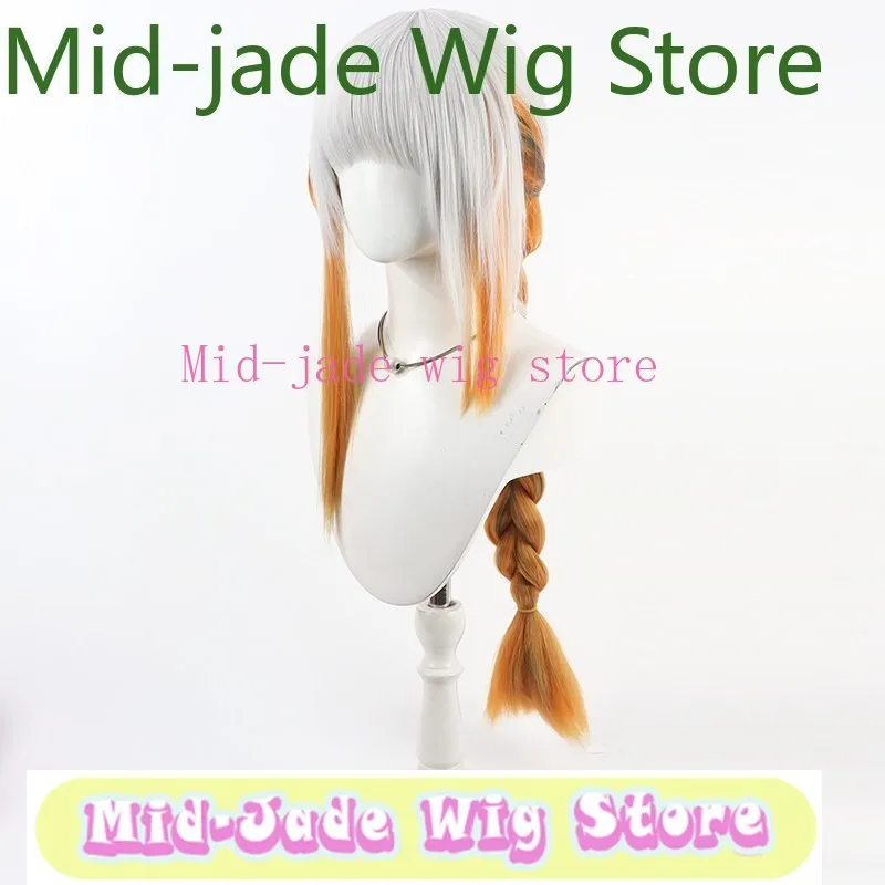 Mid-jade pruikwinkel Girl Frontline M16A1cos pruik zilver wit ingelegd oranje vet vlechtstijl