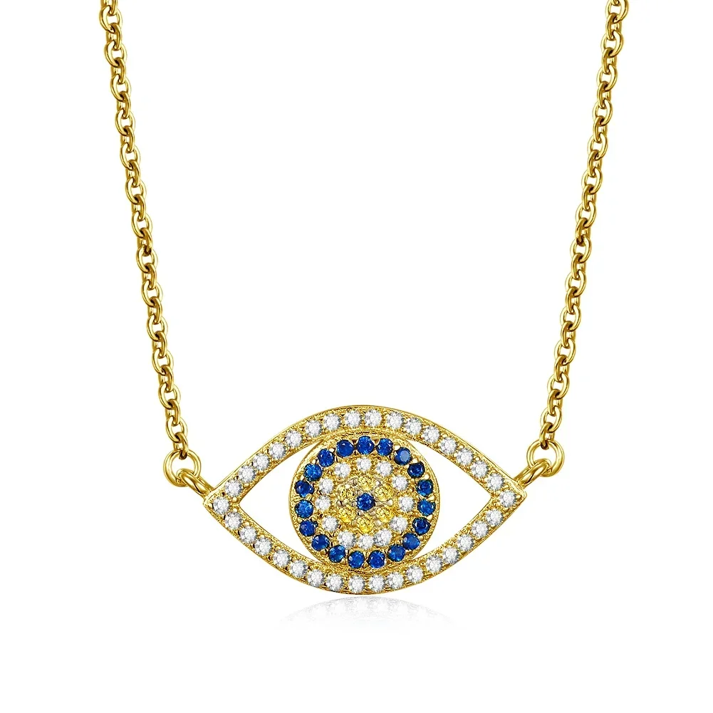 Kaletine autentyczne 925 Sterling Silver naszyjnik oko proroka szczęście niebieskie oczy Punk wisiorek naszyjniki dla kobiet Collares Fine Jewelry — zdjęcie 3