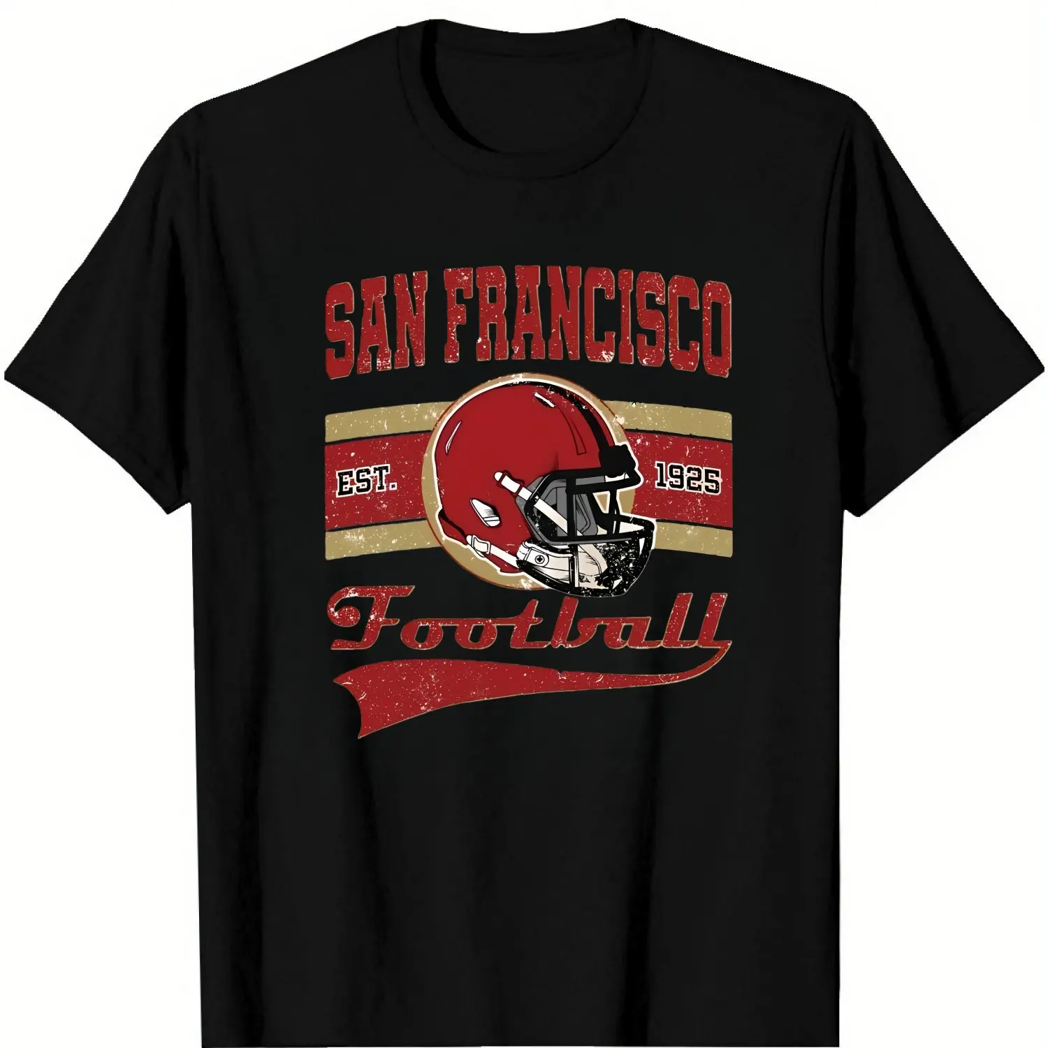 San Francisco 49ers Retro Capacete Gráfico Camiseta Unissex NFL Team Comemorativa Casual Top de Manga Curta