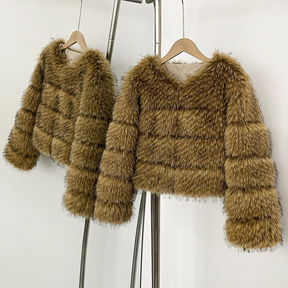 

2025 зимняя женская эко-куртка из искусственного меха, однотонная женская шуба с карманами и круглым вырезом, пушистая эко