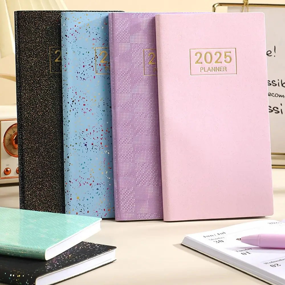 A6 2025 Agenda Book English To Do List Pocket Notebook with Calendar Laser Starlight Color Daily Weekly Monthly Planner Students