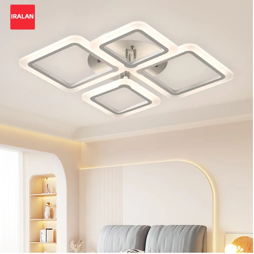 Minimalist Square Chandelier Ceiling Lights with Remote Control Energy-saving Timer Home Lamp Study Kitchen Smart Ceiling Lamps